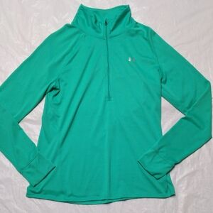 Under Armour Semi Fitted Kelly Green Quarter Zip Pullover Top Size L